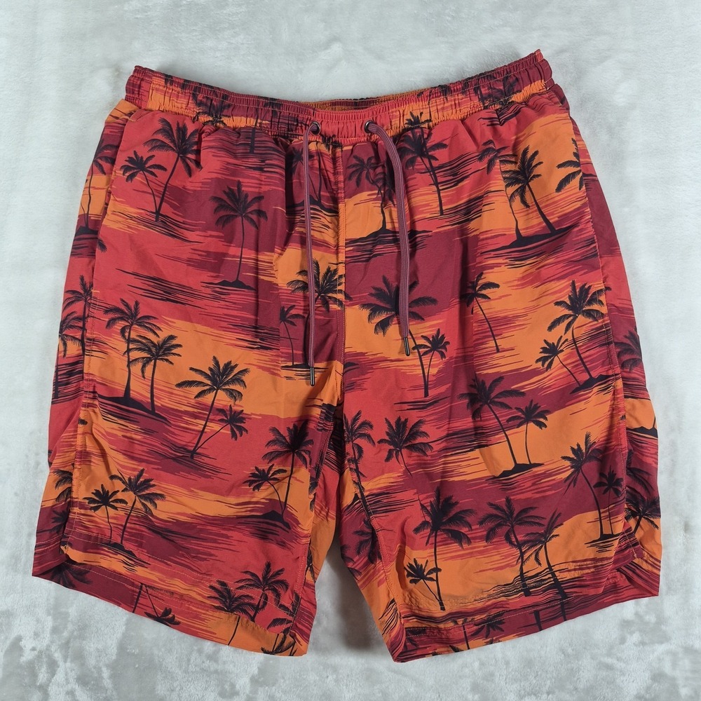 Saxx Cannonball 2 In 1 Swim Trunks Men's Large Orange Lined Drawstrings Beach